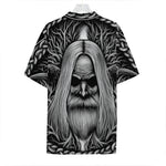 Black And White Odin With Crows Print Hawaiian Shirt