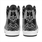 Black And White Odin With Crows Print High Top Leather Sneakers