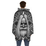 Black And White Odin With Crows Print Hoodie Blanket