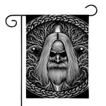 Black And White Odin With Crows Print House Flag