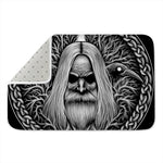 Black And White Odin With Crows Print Indoor Door Mat