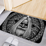 Black And White Odin With Crows Print Indoor Door Mat
