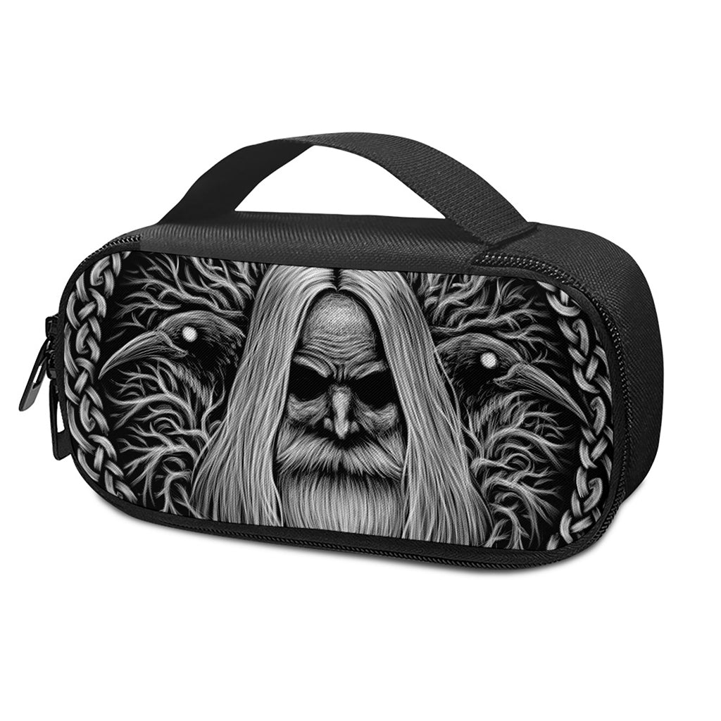 Black And White Odin With Crows Print Insulin Cooler Travel Case