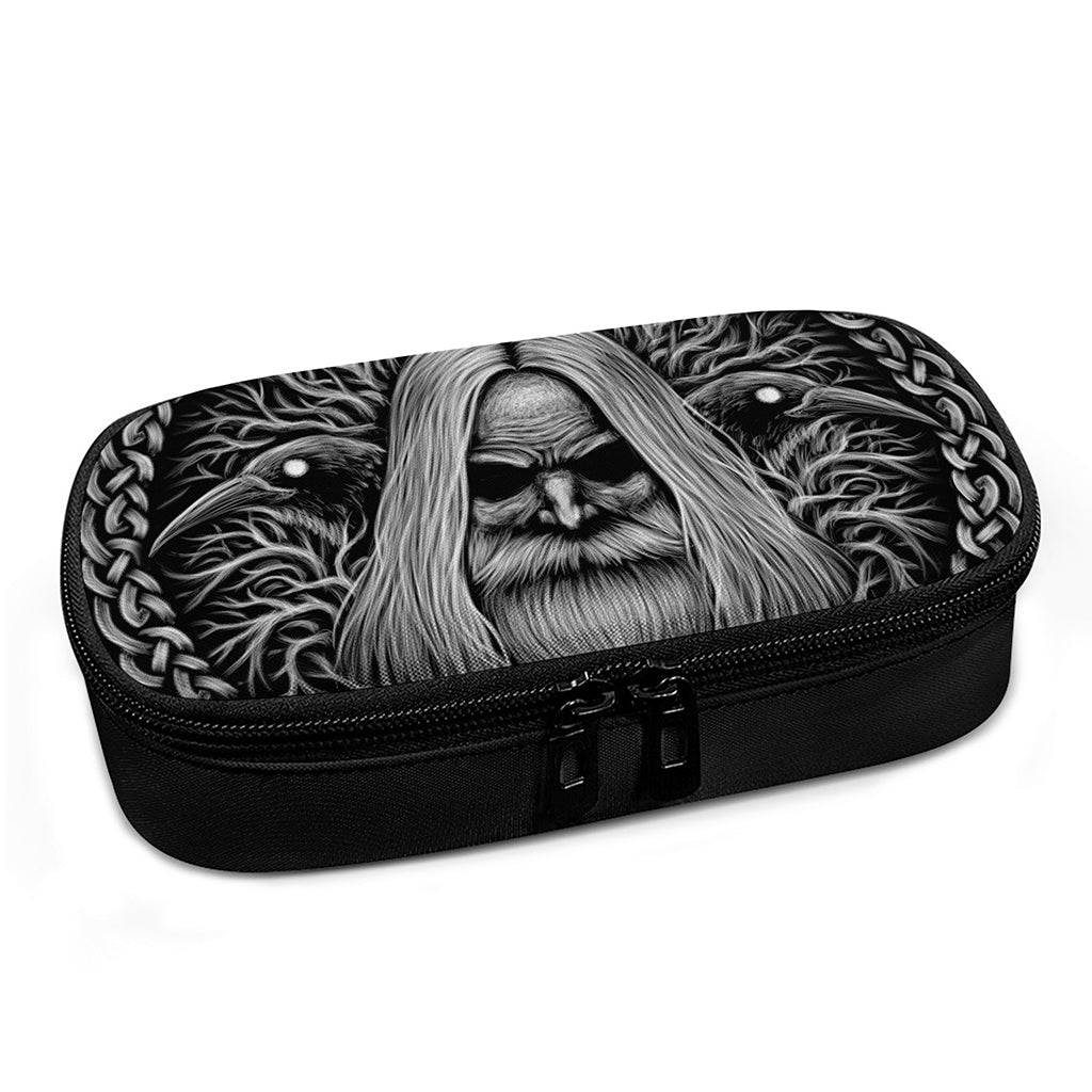 Black And White Odin With Crows Print Insulin Cooler Travel Case