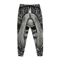 Black And White Odin With Crows Print Jogger Pants