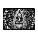 Black And White Odin With Crows Print Kitchen Mat