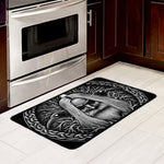 Black And White Odin With Crows Print Kitchen Mat
