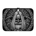 Black And White Odin With Crows Print Laptop Sleeve