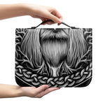 Black And White Odin With Crows Print Leather Bible Cover