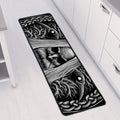 Black And White Odin With Crows Print Long Kitchen Mat