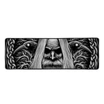 Black And White Odin With Crows Print Long Kitchen Mat
