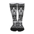 Black And White Odin With Crows Print Long Socks