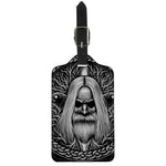 Black And White Odin With Crows Print Luggage Tag