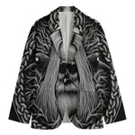 Black And White Odin With Crows Print Men's Blazer