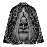 Black And White Odin With Crows Print Men's Blazer