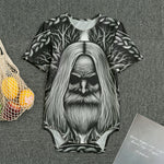 Black And White Odin With Crows Print Men's Bodysuit