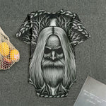 Black And White Odin With Crows Print Men's Bodysuit
