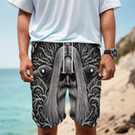 Black And White Odin With Crows Print Men's Cargo Shorts