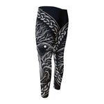 Black And White Odin With Crows Print Men's Compression Pants