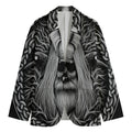 Black And White Odin With Crows Print Men's Cotton Blazer