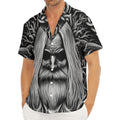 Black And White Odin With Crows Print Men's Deep V-Neck Shirt