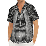 Black And White Odin With Crows Print Men's Deep V-Neck Shirt