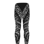 Black And White Odin With Crows Print Men's leggings