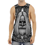 Black And White Odin With Crows Print Men's Muscle Tank Top