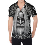 Black And White Odin With Crows Print Men's Shirt