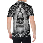 Black And White Odin With Crows Print Men's Shirt