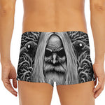 Black And White Odin With Crows Print Men's Short Boxer Briefs
