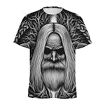 Black And White Odin With Crows Print Men's Sports T-Shirt