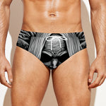Black And White Odin With Crows Print Men's Swim Briefs