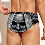 Black And White Odin With Crows Print Men's Swim Briefs