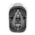 Black And White Odin With Crows Print Mesh Laundry Hamper