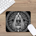 Black And White Odin With Crows Print Mouse Pad