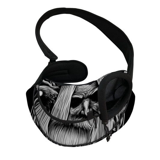 Black And White Odin With Crows Print Pet Sling Carrier