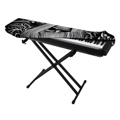 Black And White Odin With Crows Print Piano Keyboard Cover