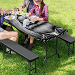 Black And White Odin With Crows Print Picnic Table Cover