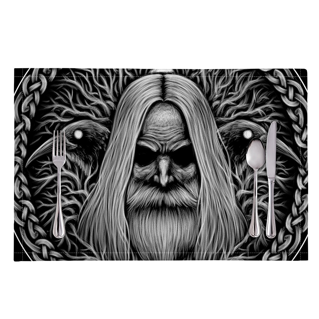 Black And White Odin With Crows Print Placemat