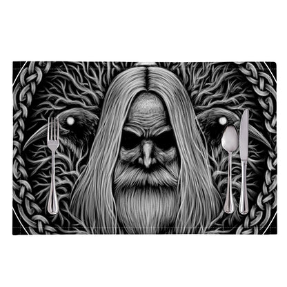 Black And White Odin With Crows Print Placemat