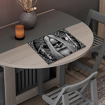 Black And White Odin With Crows Print Placemat