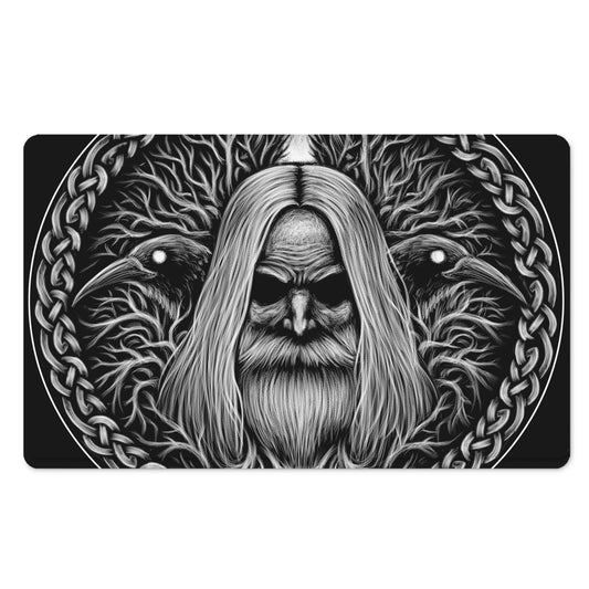 Black And White Odin With Crows Print Polyester Doormat