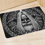 Black And White Odin With Crows Print Polyester Doormat