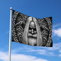 Black And White Odin With Crows Print Polyester Flag