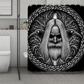 Black And White Odin With Crows Print Polyester Shower Curtain