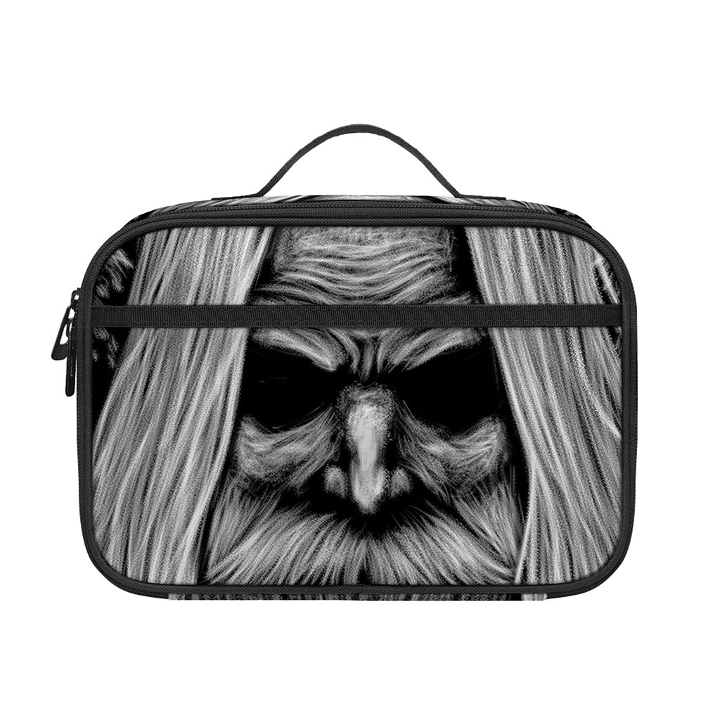 Black And White Odin With Crows Print Portable Lunch Bag
