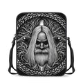 Black And White Odin With Crows Print Rectangular Crossbody Bag