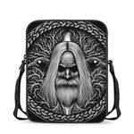 Black And White Odin With Crows Print Rectangular Crossbody Bag