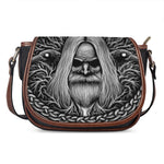Black And White Odin With Crows Print Saddle Bag